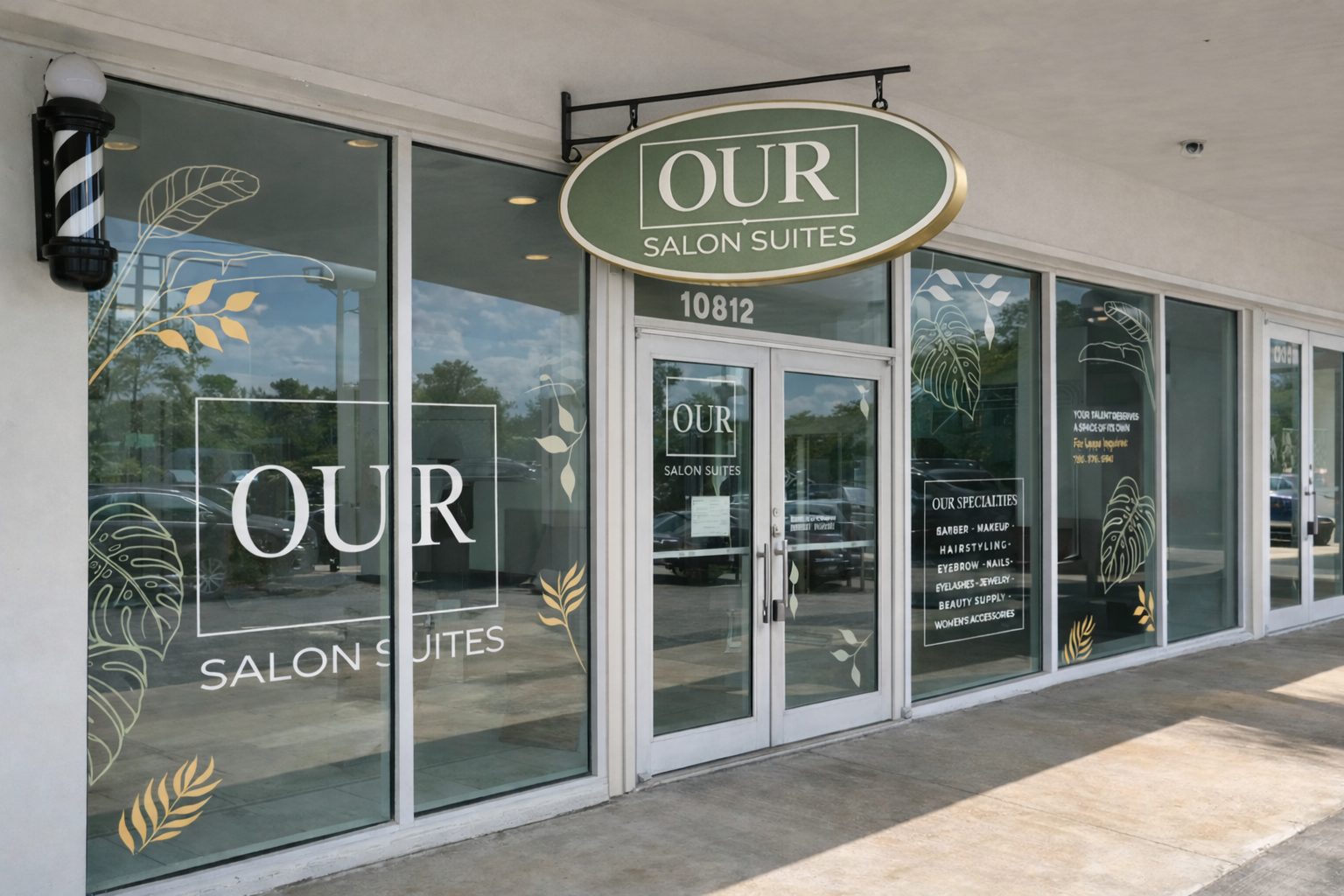 OUR Salon Suites storefront at Delia Plaza
